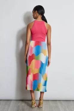 Elie Tahari Dresses & Jumpsuits|Midi Dresses-Halter Pleated Print Midi Dress DAYDREAMHAZEPRINT