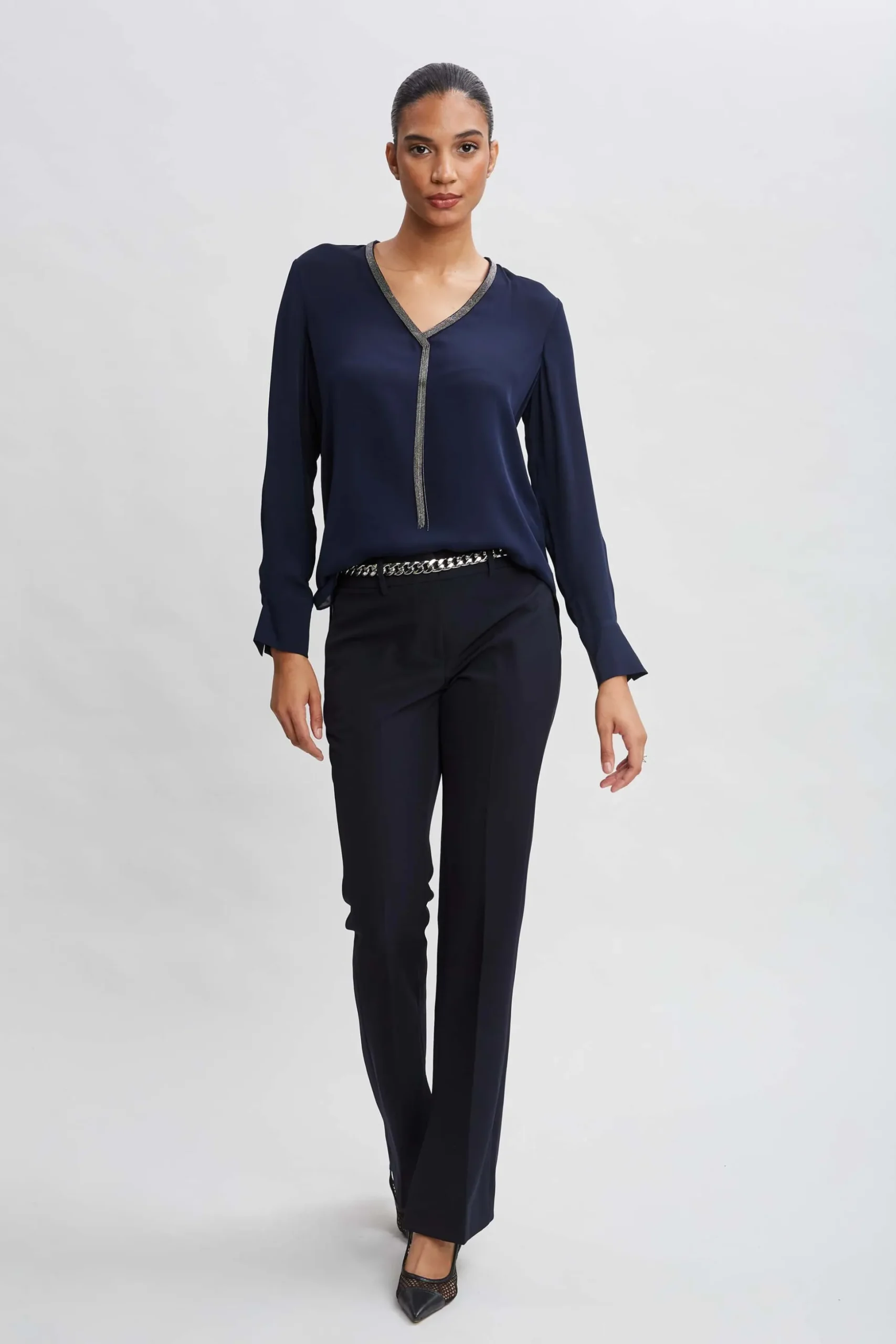 Elie Tahari Bottoms-Inseam Slit Flare Pant STARGAZER