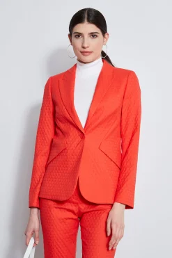 Elie Tahari Jackets & Blazers-Jacquard Stretch Panel Blazer TOMATO