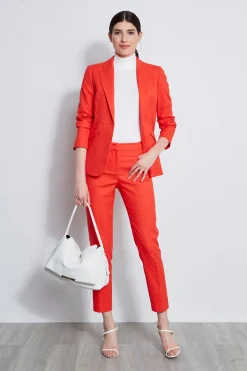 Elie Tahari Jackets & Blazers-Jacquard Stretch Panel Blazer TOMATO