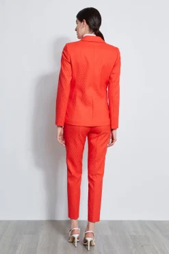 Elie Tahari Jackets & Blazers-Jacquard Stretch Panel Blazer TOMATO