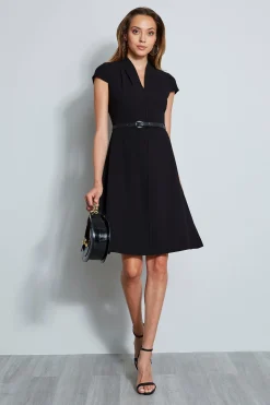 Elie Tahari Dresses & Jumpsuits|Short Sleeve Dresses-Judith Belted Dress Black