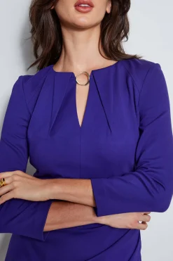 Elie Tahari Dresses & Jumpsuits|Long Sleeve Dresses-Keyhole Ring Wrap Dress GRAPE