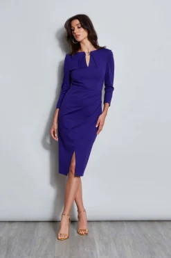Elie Tahari Dresses & Jumpsuits|Long Sleeve Dresses-Keyhole Ring Wrap Dress GRAPE