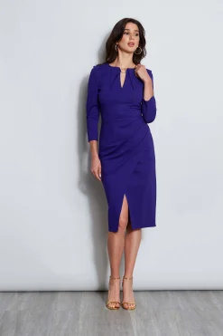 Elie Tahari Dresses & Jumpsuits|Long Sleeve Dresses-Keyhole Ring Wrap Dress GRAPE
