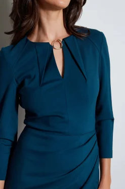 Elie Tahari Dresses & Jumpsuits|Long Sleeve Dresses-Keyhole Ring Wrap Dress OCEAN