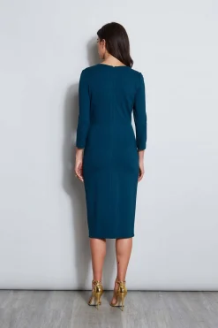 Elie Tahari Dresses & Jumpsuits|Long Sleeve Dresses-Keyhole Ring Wrap Dress OCEAN