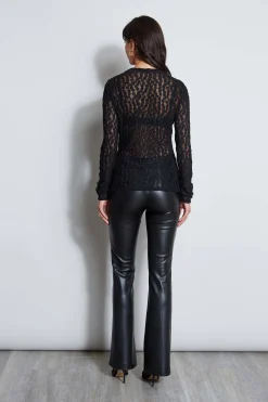 Elie Tahari Tops & Sweaters-Lace Long Sleeve Knit BLACK