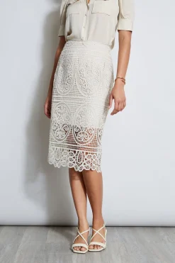 Elie Tahari Bottoms-Lace Skirt FLOUR