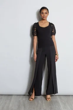 Elie Tahari Tops & Sweaters-Lace Sleeve Sweater NOIR