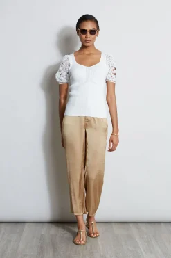 Elie Tahari Tops & Sweaters-Lace Sleeve Sweater SkyWhite