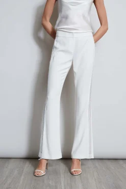 Elie Tahari Bottoms-Lace Trim Fit & Flare Pant FOAM