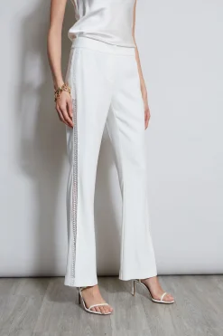 Elie Tahari Bottoms-Lace Trim Fit & Flare Pant FOAM