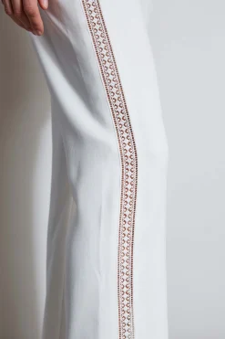 Elie Tahari Bottoms-Lace Trim Fit & Flare Pant FOAM