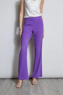 Elie Tahari Bottoms-Lace Trim Fit & Flare Pant VIOLET