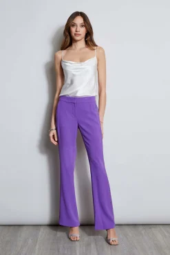 Elie Tahari Bottoms-Lace Trim Fit & Flare Pant VIOLET