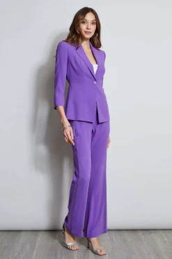 Elie Tahari Bottoms-Lace Trim Fit & Flare Pant VIOLET