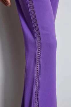Elie Tahari Bottoms-Lace Trim Fit & Flare Pant VIOLET