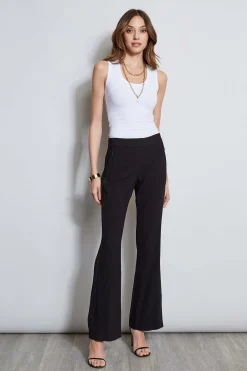Elie Tahari Bottoms-Lace Trim Fit & Flare Pant BLACK