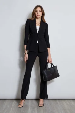 Elie Tahari Bottoms-Lace Trim Fit & Flare Pant BLACK
