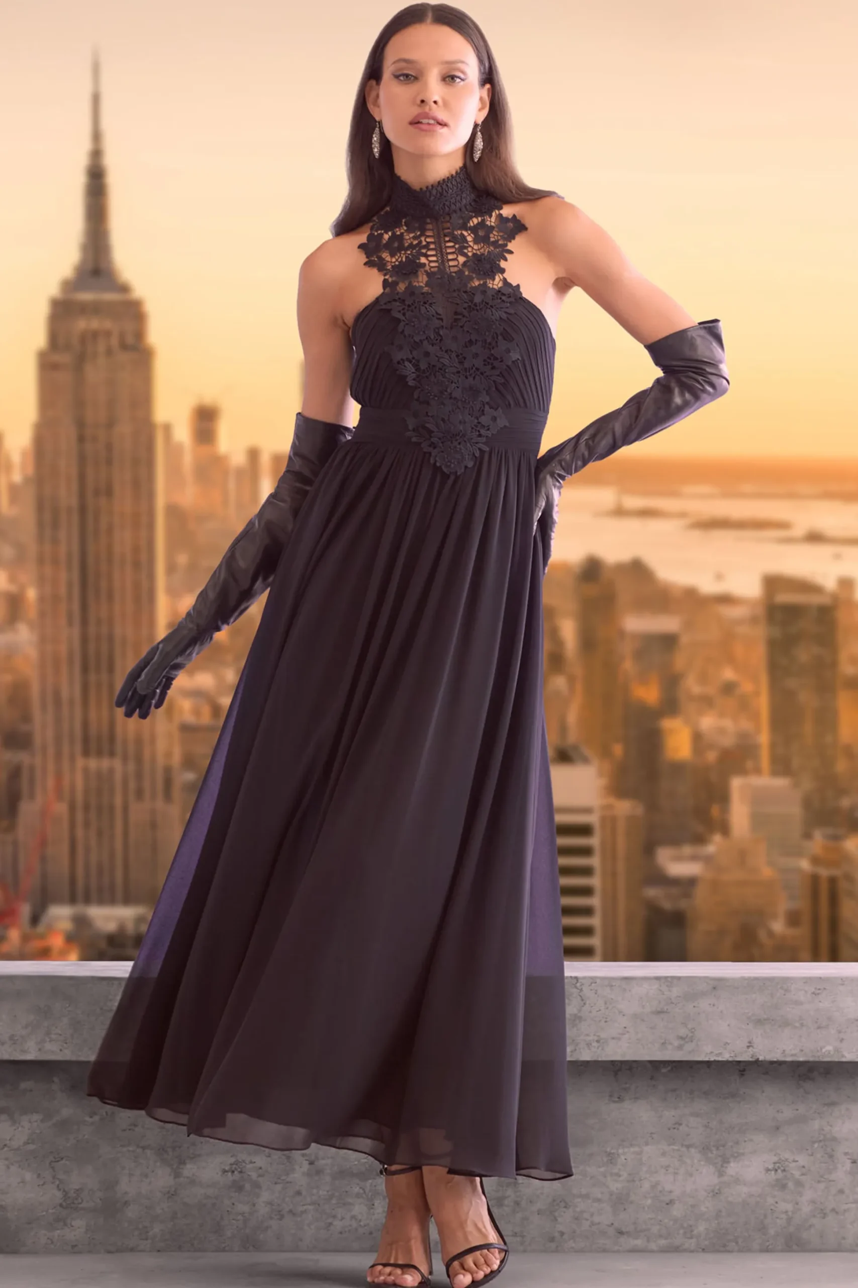 Elie Tahari Fragrance|Gloves-Leather Opera Gloves BLACK
