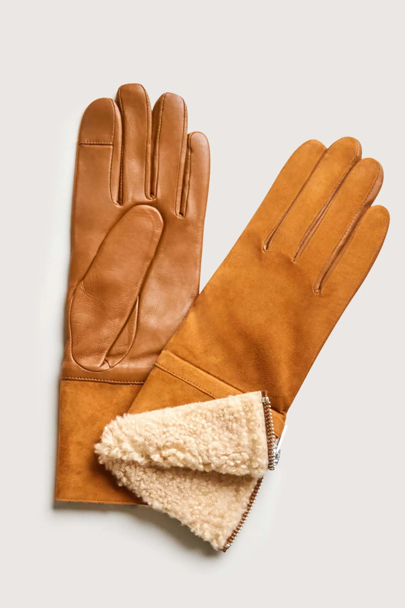 Elie Tahari Fragrance|Gloves-Leather Shearling Gloves LUGGAGE-NATURAL