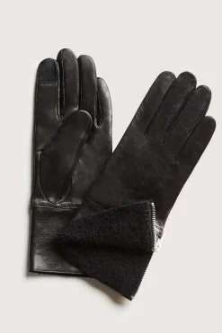 Elie Tahari Fragrance|Gloves-Leather Shearling Gloves BLACK-BLACK
