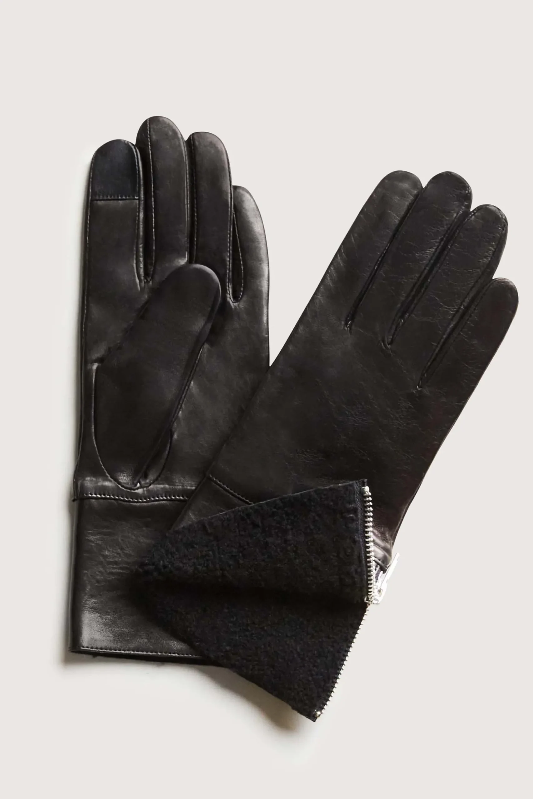 Elie Tahari Fragrance|Gloves-Leather Shearling Gloves BLACK-BLACK