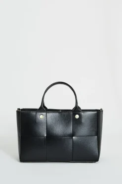 Elie Tahari Suiting|Fragrance-Leather Weave Handbag BLACK
