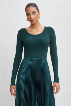 Elie Tahari Dresses & Jumpsuits|Long Sleeve Dresses-Long Sleeve Knit Pleated Dress JUNIPER