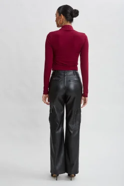Elie Tahari Tops & Sweaters-Long Sleeve Ruched Draped Knit SANGRIA