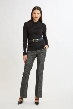Elie Tahari Tops & Sweaters-Long Sleeve Ruched Draped Knit BLACK