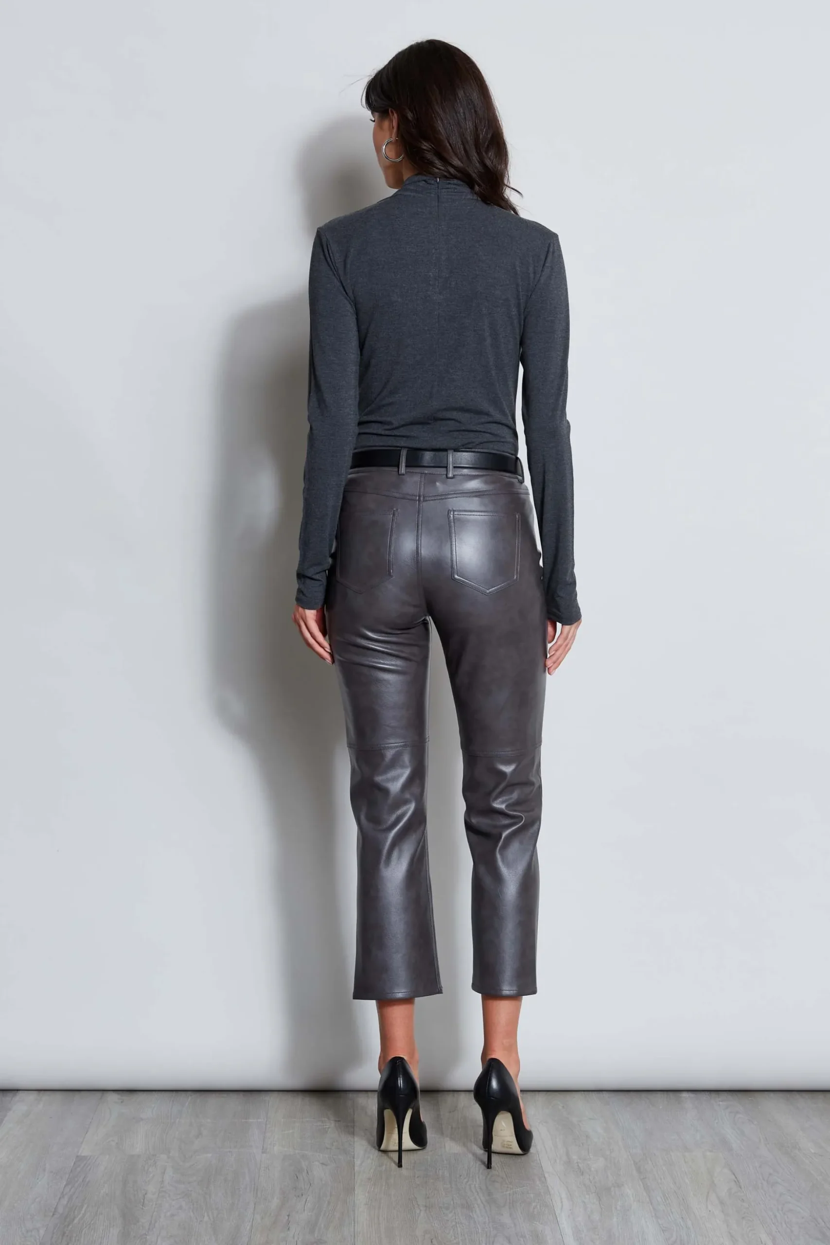 Elie Tahari Tops & Sweaters-Long Sleeve Twist Neck Knit CHARCOALMELANGE