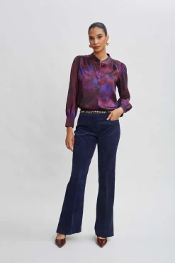 Elie Tahari Tops & Sweaters-Marble Button Down Shirt PURPLEMULTI