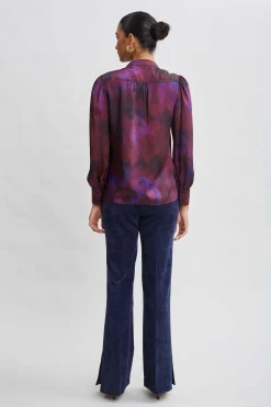 Elie Tahari Tops & Sweaters-Marble Button Down Shirt PURPLEMULTI
