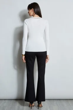 Elie Tahari Tops & Sweaters-Merino Rib Chain Detail Sweater SNOW