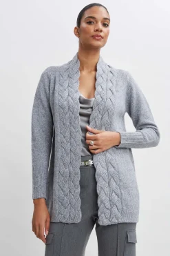 Elie Tahari Tops & Sweaters-Metallic Cable Cardigan GREY-SILVER