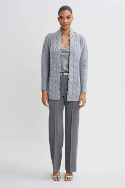 Elie Tahari Tops & Sweaters-Metallic Cable Cardigan GREY-SILVER