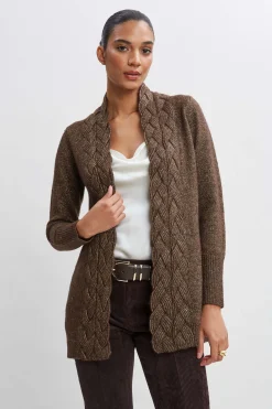 Elie Tahari Tops & Sweaters-Metallic Cable Cardigan WOOD-GOLD