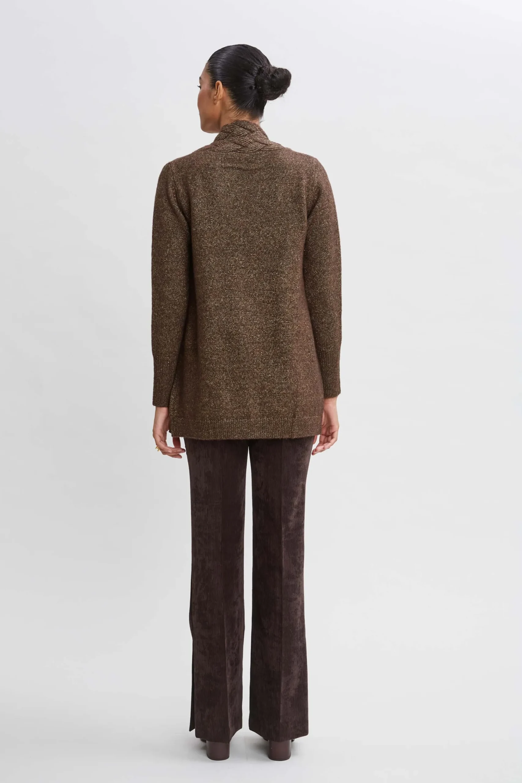 Elie Tahari Tops & Sweaters-Metallic Cable Cardigan WOOD-GOLD