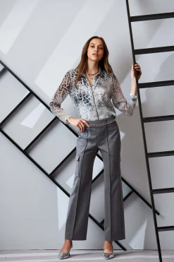 Elie Tahari Bottoms|Suiting-Metallic Cargo Pant METALLICGREY
