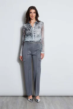 Elie Tahari Bottoms|Suiting-Metallic Cargo Pant METALLICGREY