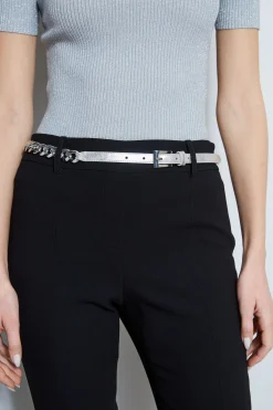 Elie Tahari Fragrance|Gloves-Metallic Chain Belt SilverMetallic