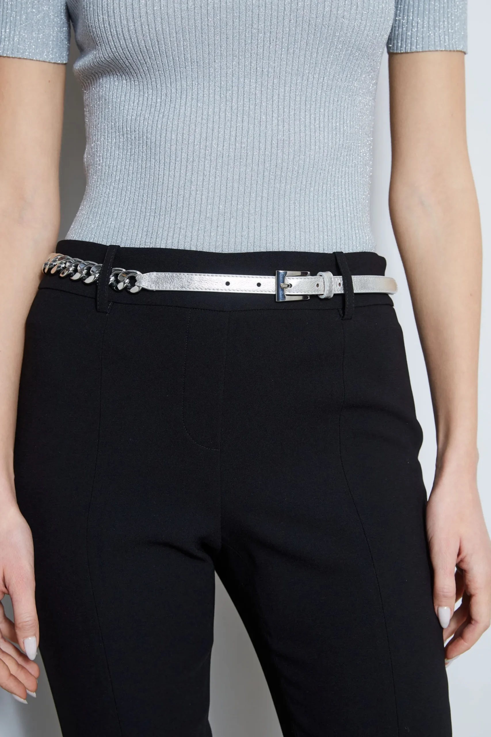 Elie Tahari Fragrance|Gloves-Metallic Chain Belt SilverMetallic