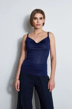 Elie Tahari Tops & Sweaters-Metallic Knit Cami GALAXYNAVY