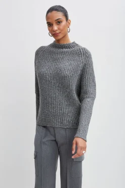 Elie Tahari Tops & Sweaters-Metallic Mock Neck Sweater GREY-SILVER