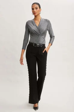 Elie Tahari Tops & Sweaters-Metallic Ruched Knit GUNMETAL