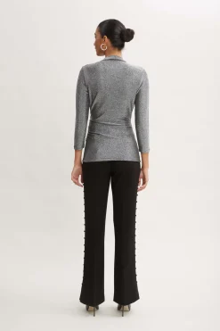 Elie Tahari Tops & Sweaters-Metallic Ruched Knit GUNMETAL