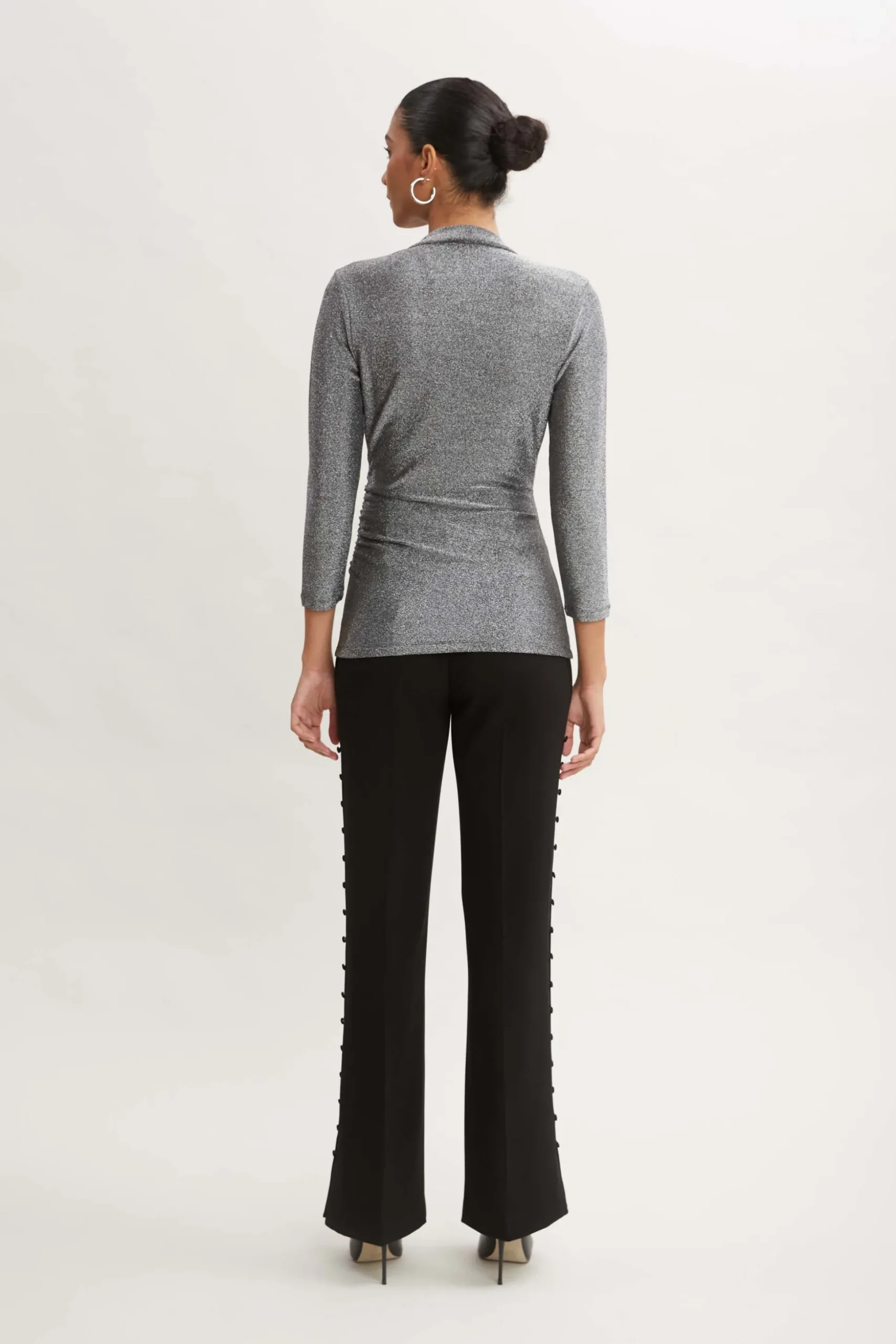 Elie Tahari Tops & Sweaters-Metallic Ruched Knit GUNMETAL