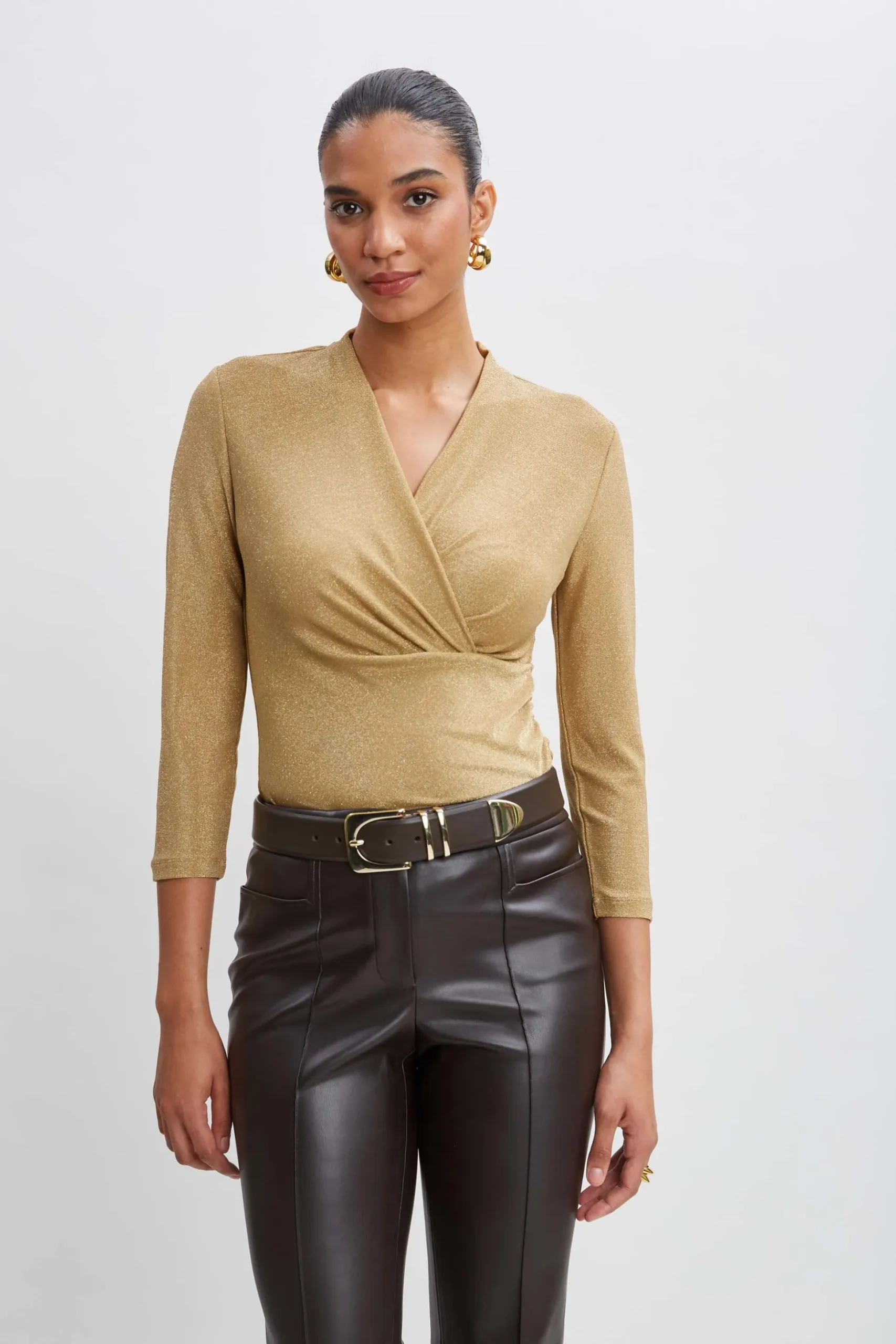 Elie Tahari Tops & Sweaters-Metallic Ruched Knit GOLD